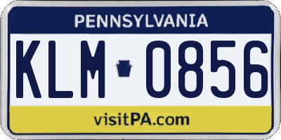 PA license plate KLM0856