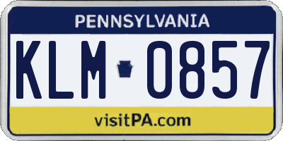 PA license plate KLM0857