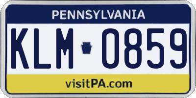 PA license plate KLM0859