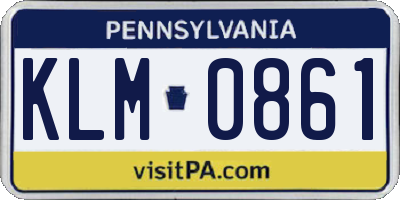 PA license plate KLM0861
