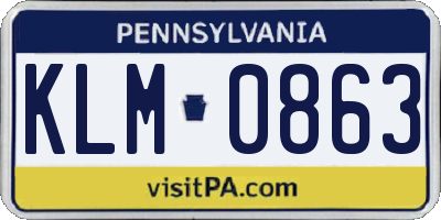 PA license plate KLM0863