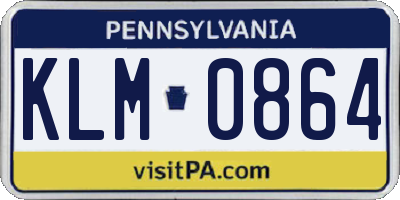 PA license plate KLM0864