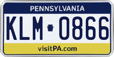 PA license plate KLM0866