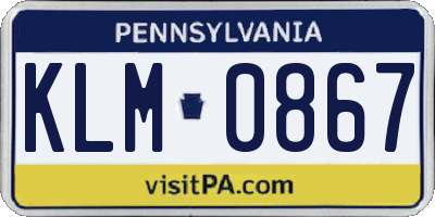 PA license plate KLM0867