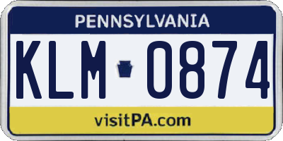 PA license plate KLM0874