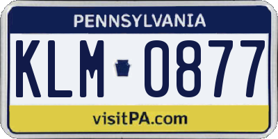 PA license plate KLM0877