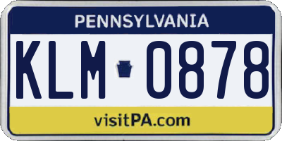 PA license plate KLM0878