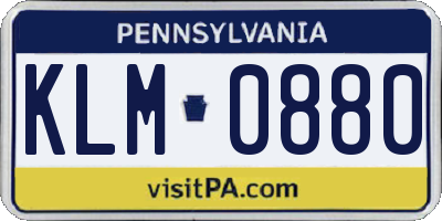 PA license plate KLM0880