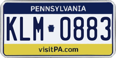 PA license plate KLM0883