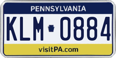 PA license plate KLM0884