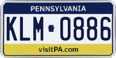 PA license plate KLM0886