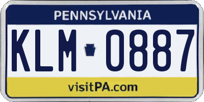 PA license plate KLM0887