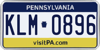 PA license plate KLM0896