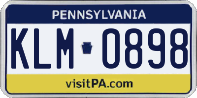 PA license plate KLM0898