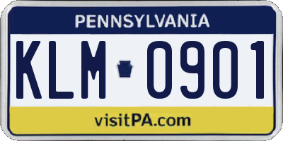 PA license plate KLM0901