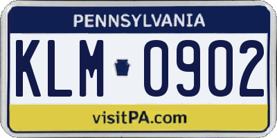 PA license plate KLM0902