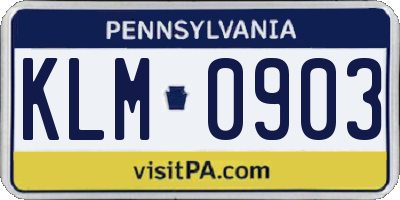 PA license plate KLM0903