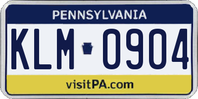 PA license plate KLM0904