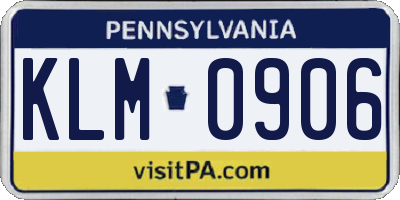 PA license plate KLM0906