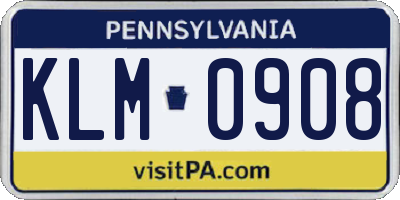 PA license plate KLM0908