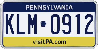 PA license plate KLM0912