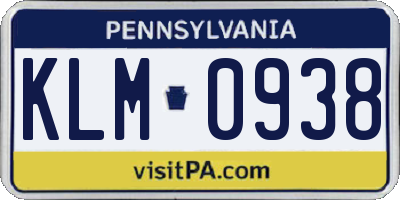 PA license plate KLM0938