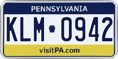 PA license plate KLM0942