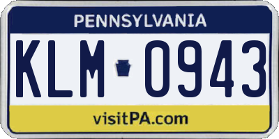 PA license plate KLM0943