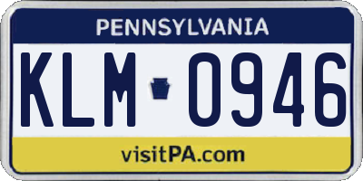 PA license plate KLM0946