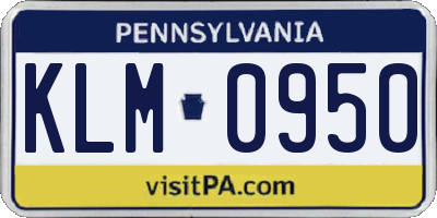 PA license plate KLM0950