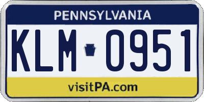PA license plate KLM0951