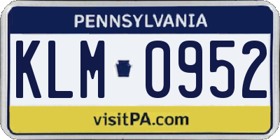PA license plate KLM0952