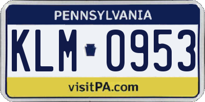PA license plate KLM0953
