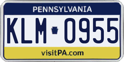 PA license plate KLM0955