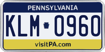 PA license plate KLM0960