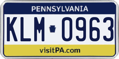 PA license plate KLM0963