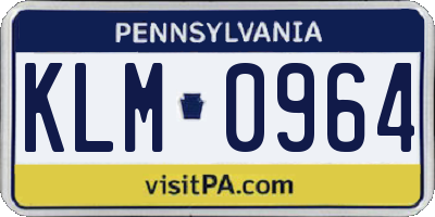 PA license plate KLM0964