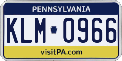 PA license plate KLM0966