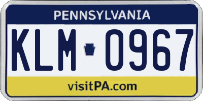 PA license plate KLM0967