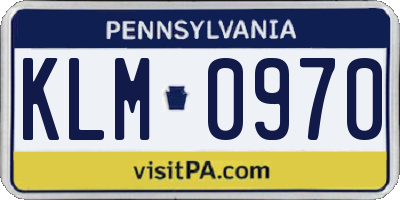 PA license plate KLM0970