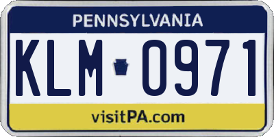PA license plate KLM0971