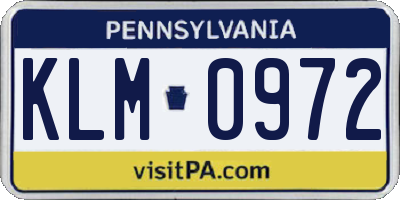 PA license plate KLM0972