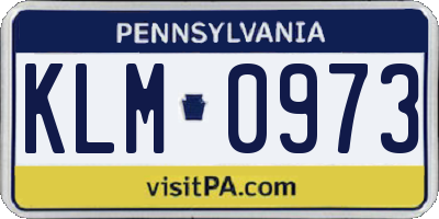 PA license plate KLM0973