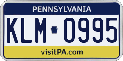 PA license plate KLM0995