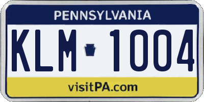 PA license plate KLM1004