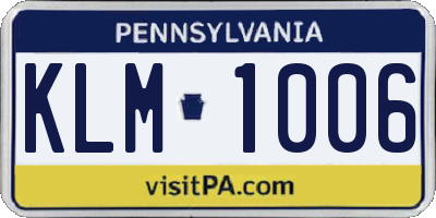 PA license plate KLM1006