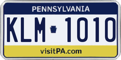 PA license plate KLM1010