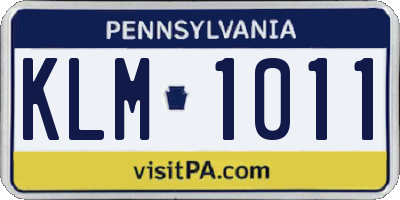 PA license plate KLM1011