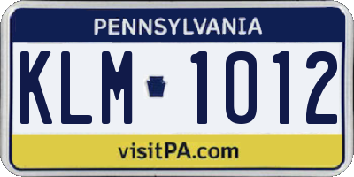 PA license plate KLM1012