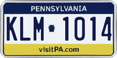 PA license plate KLM1014